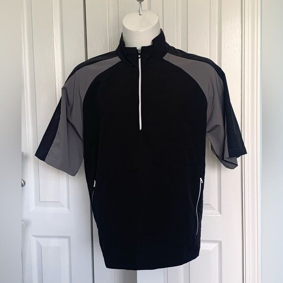 Black and Gray Footjoy Quarter-Zip Pullover - Picture 1 of 7